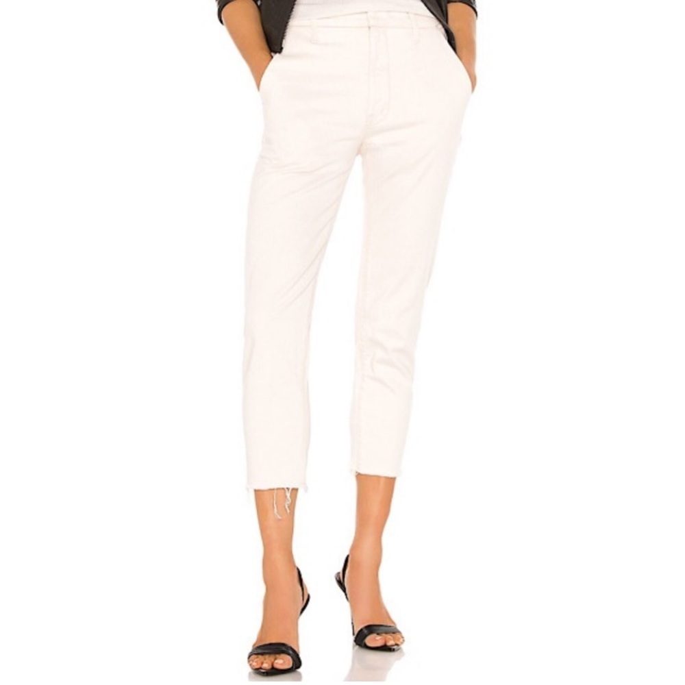 MOTHER The Shaker Prep Fray Act Natural Cropped Jeans Sz 27 Clean Girl Aesthetic